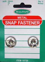 Metal Snap Fastener - (Press Studs) - Silver 18mm