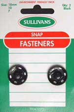 Metal Snap Fastener - (Press Studs) - Black 18mm