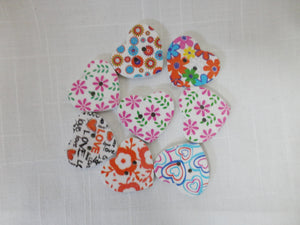 Wooden Buttons - Hearts