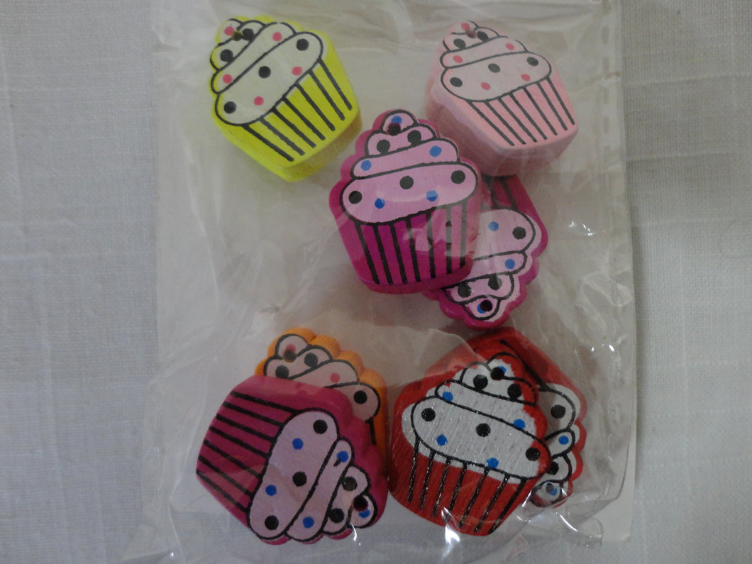 Cup Cake Wooden Buttons