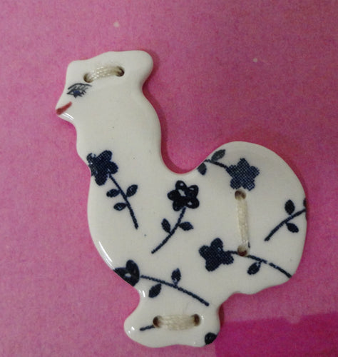 Handmade Ceramic Button - Chicken