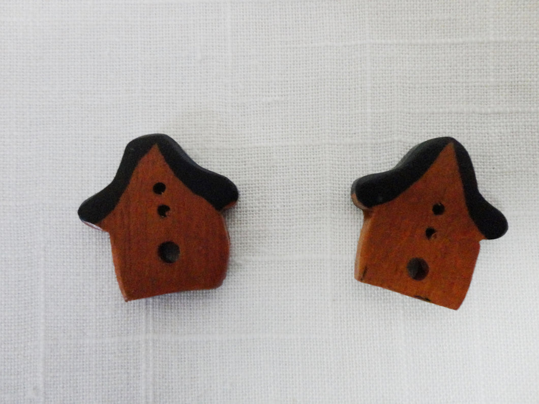 Handmade Wooden Buttons - Bird House