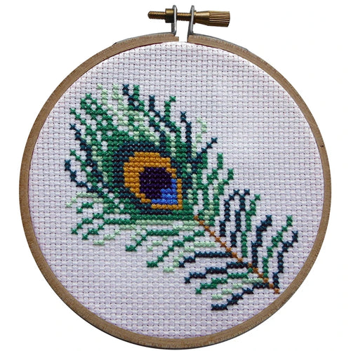 'Mini Peacock Feather' Cross Stitch Pattern & Kit